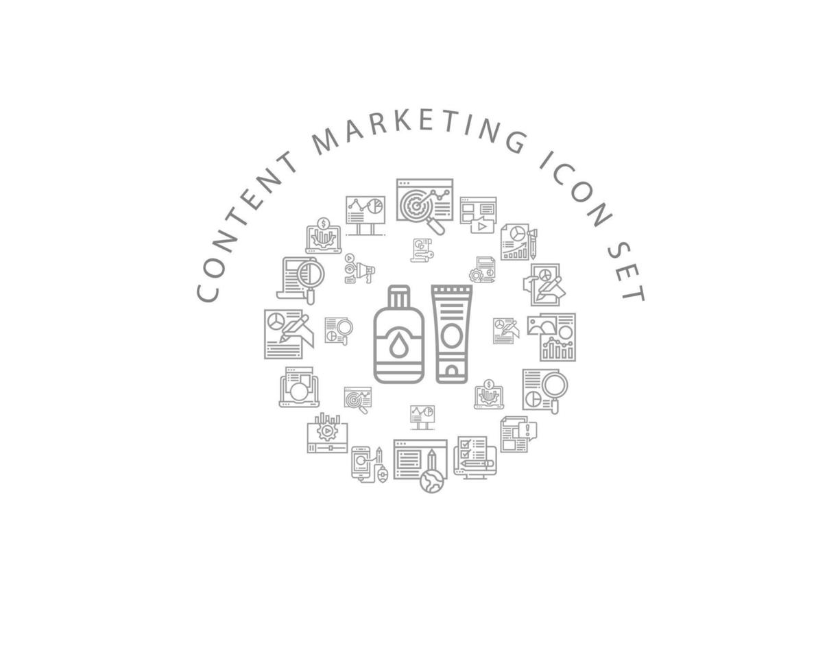 Content marketing icon set design on white background. vector