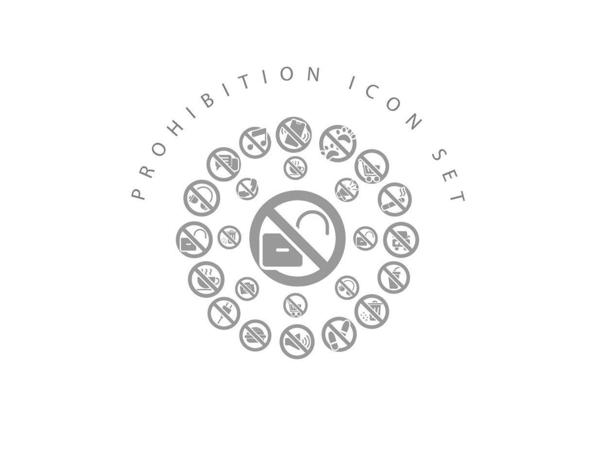 diseño de conjunto de iconos de prohibición sobre fondo blanco vector