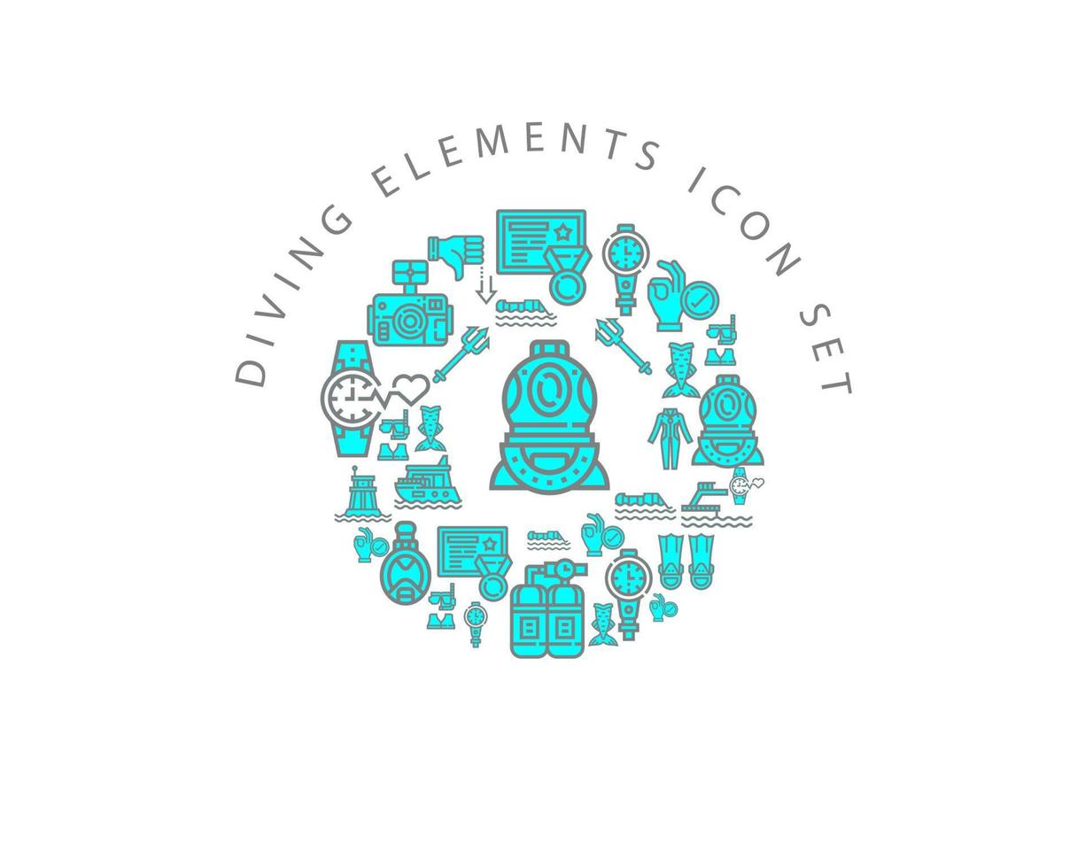 Diving elements icon set design on white background vector