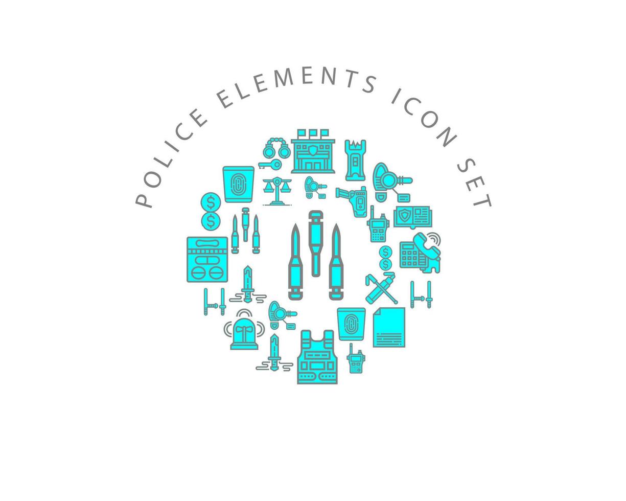 Police elements icon set design on white background vector