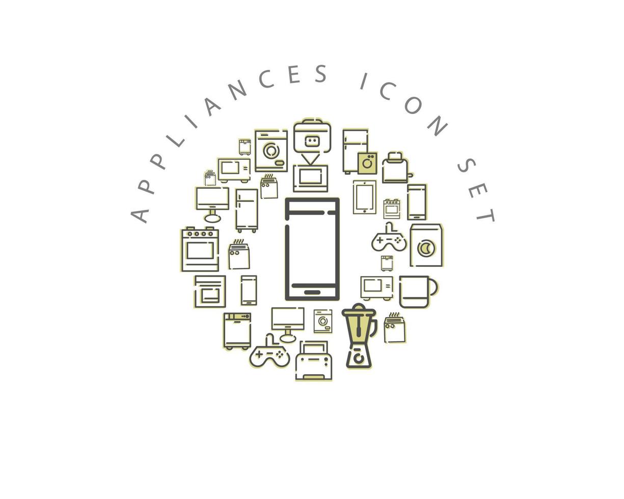 Appliances flat icon set design on white background. vector