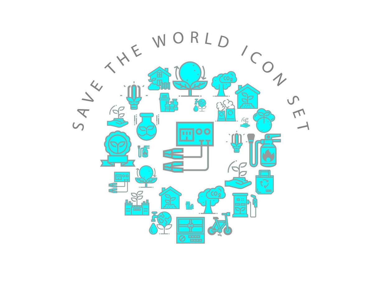 Save the world icon set design on white background vector