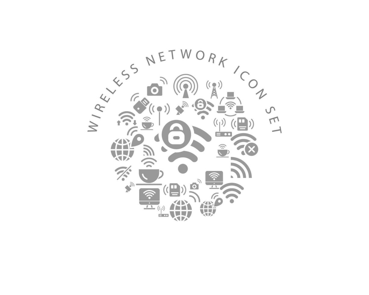 Wireless network icon set design on white background. vector