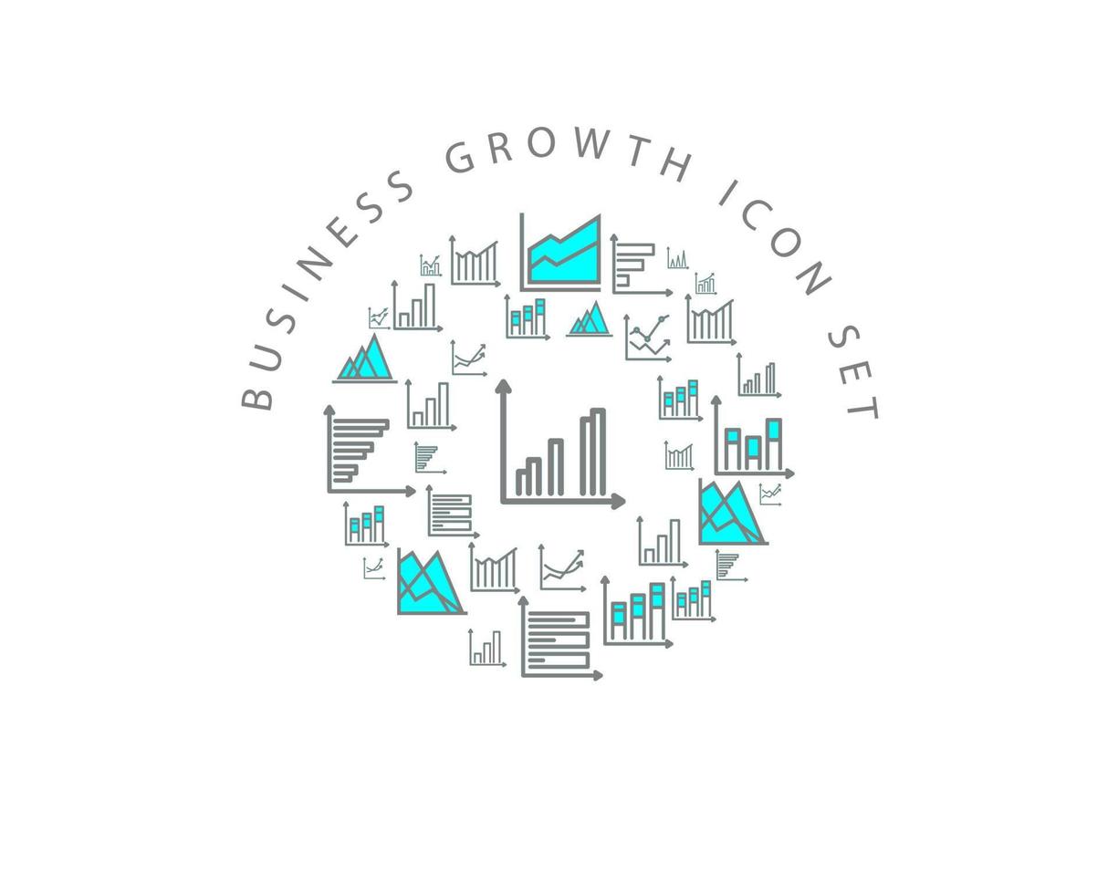 Business growth icon set design on white background. vector