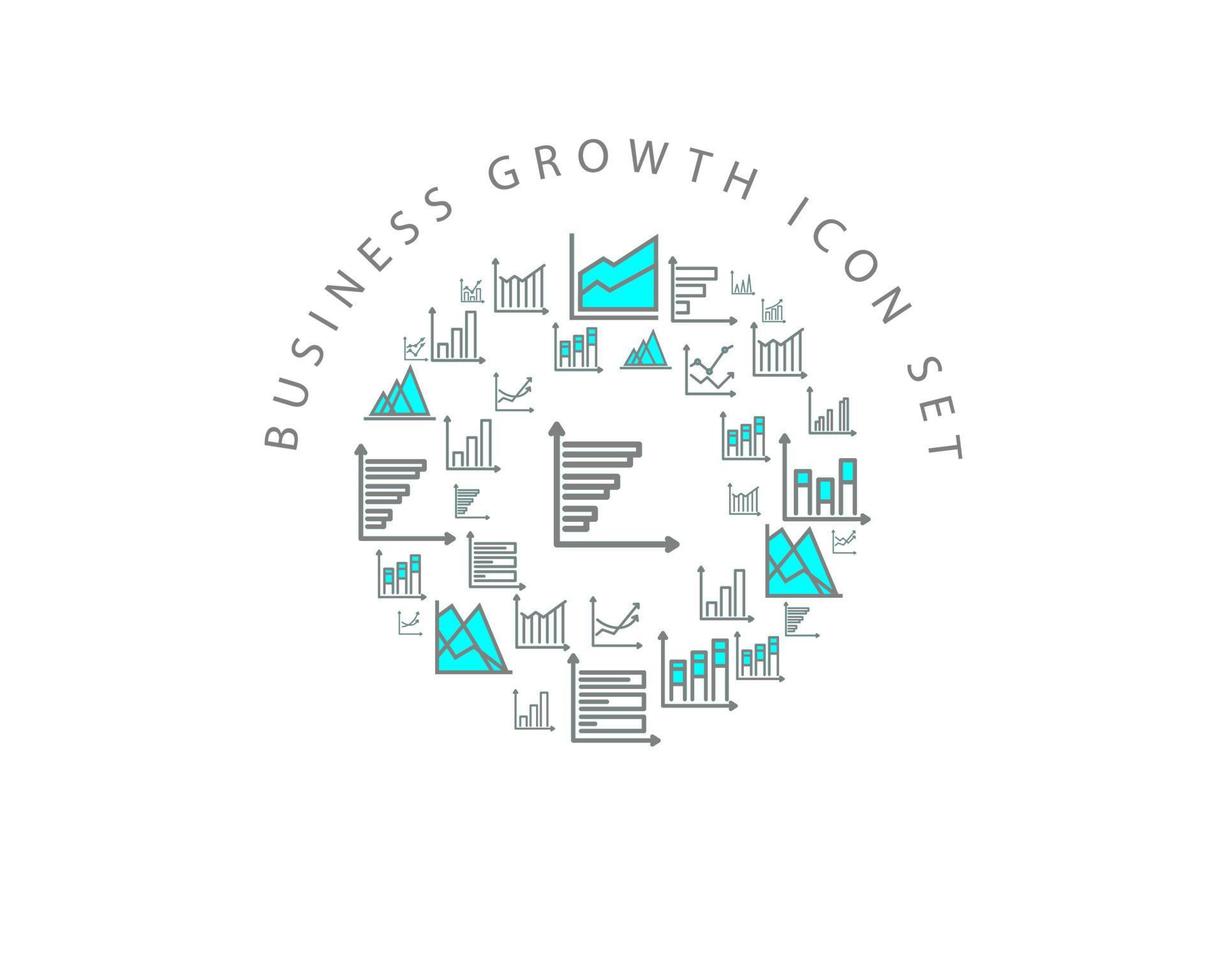 Business growth icon set design on white background. vector