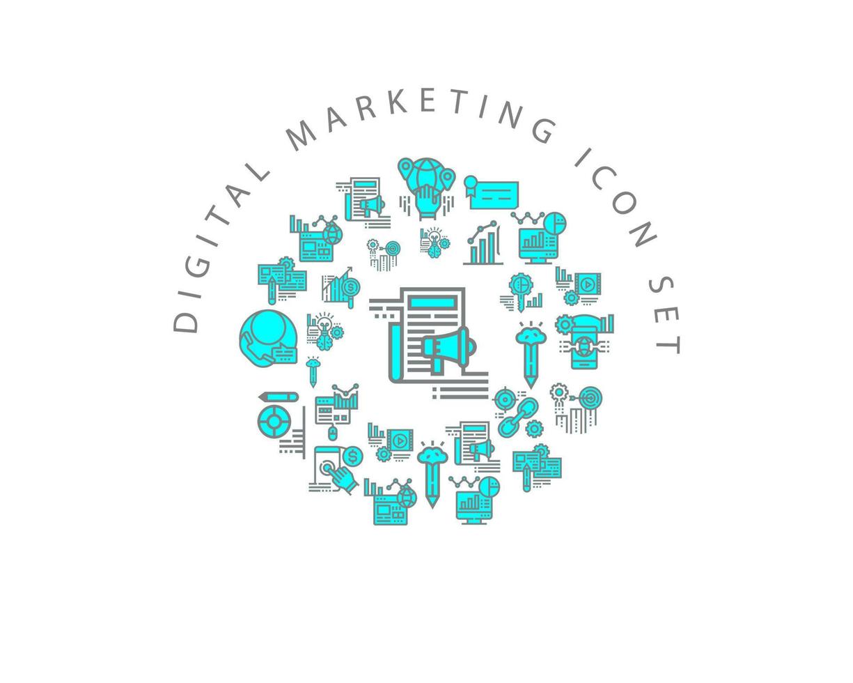 Digital Marketing icon set design on white background vector