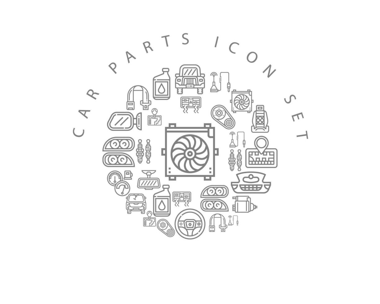 Car parts icon set design on white background. vector