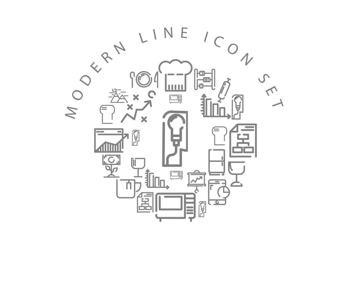 Modern line icon set design on white background icon set design on white background vector