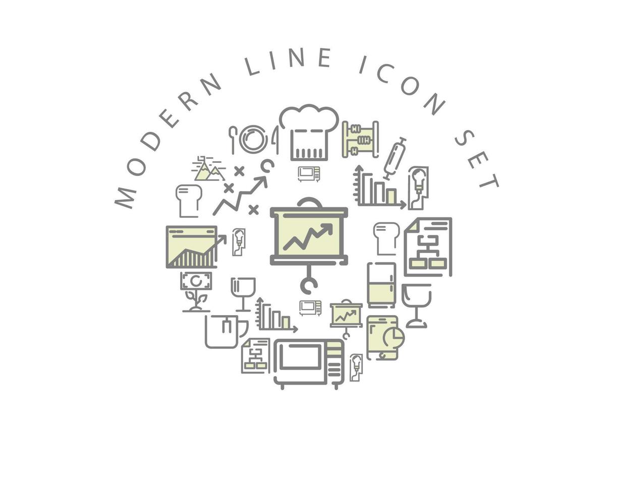 Modern line icon set design on white background. vector