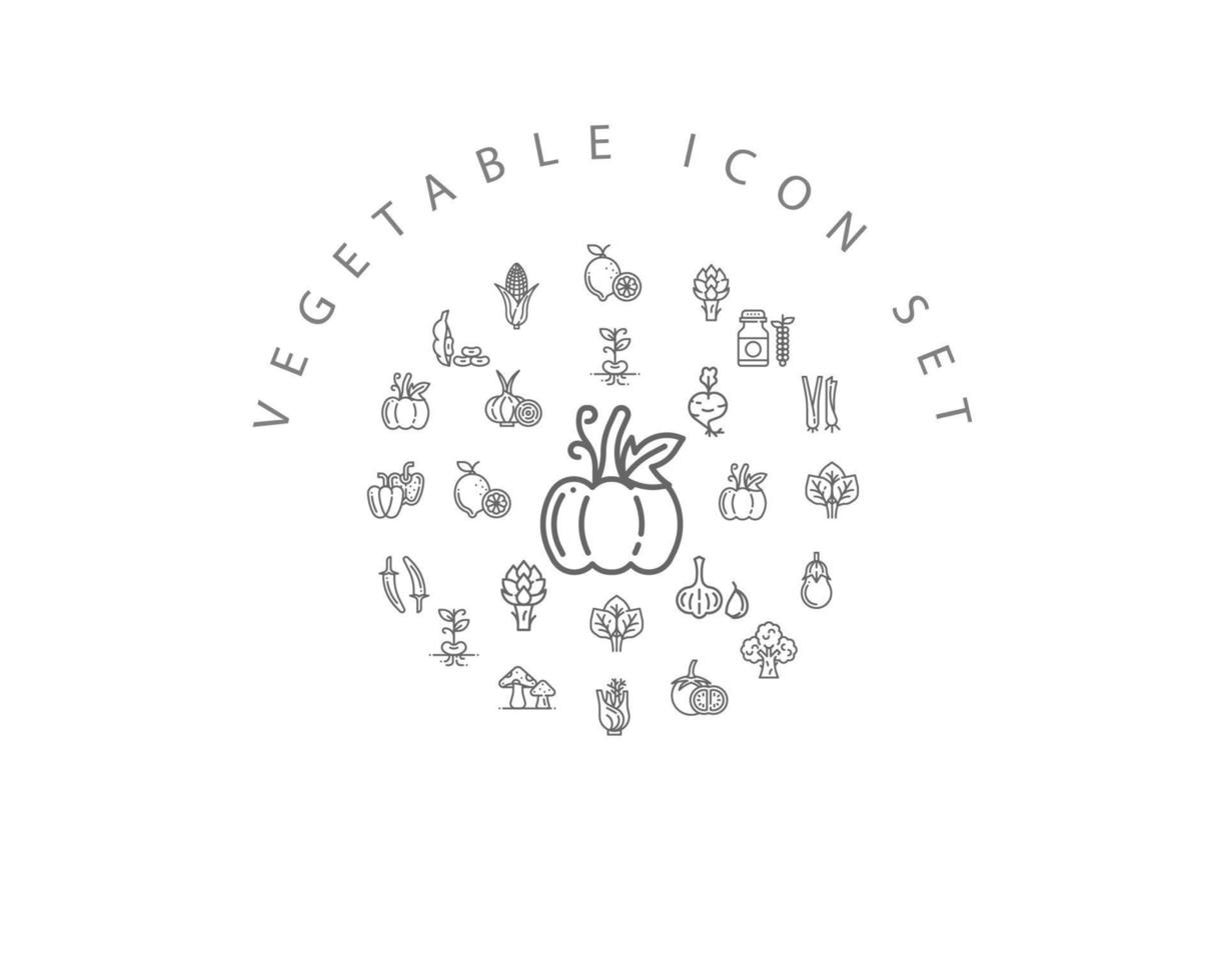 diseño de conjunto de iconos planos vegetales. vector