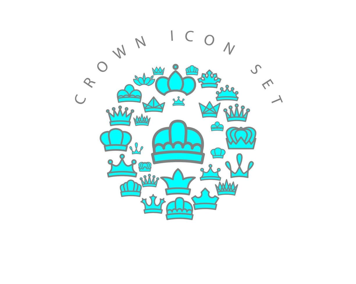 Crown icon set design on white background. vector