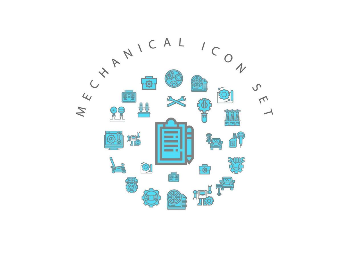 Mechanical icon set design on white background. vector