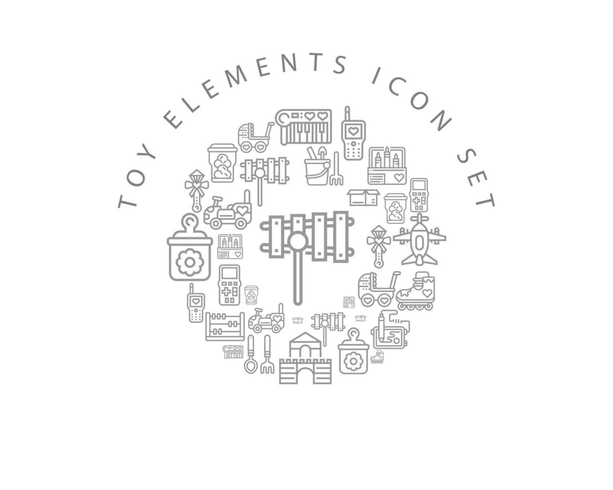 Toy elements icon set design on white background. vector