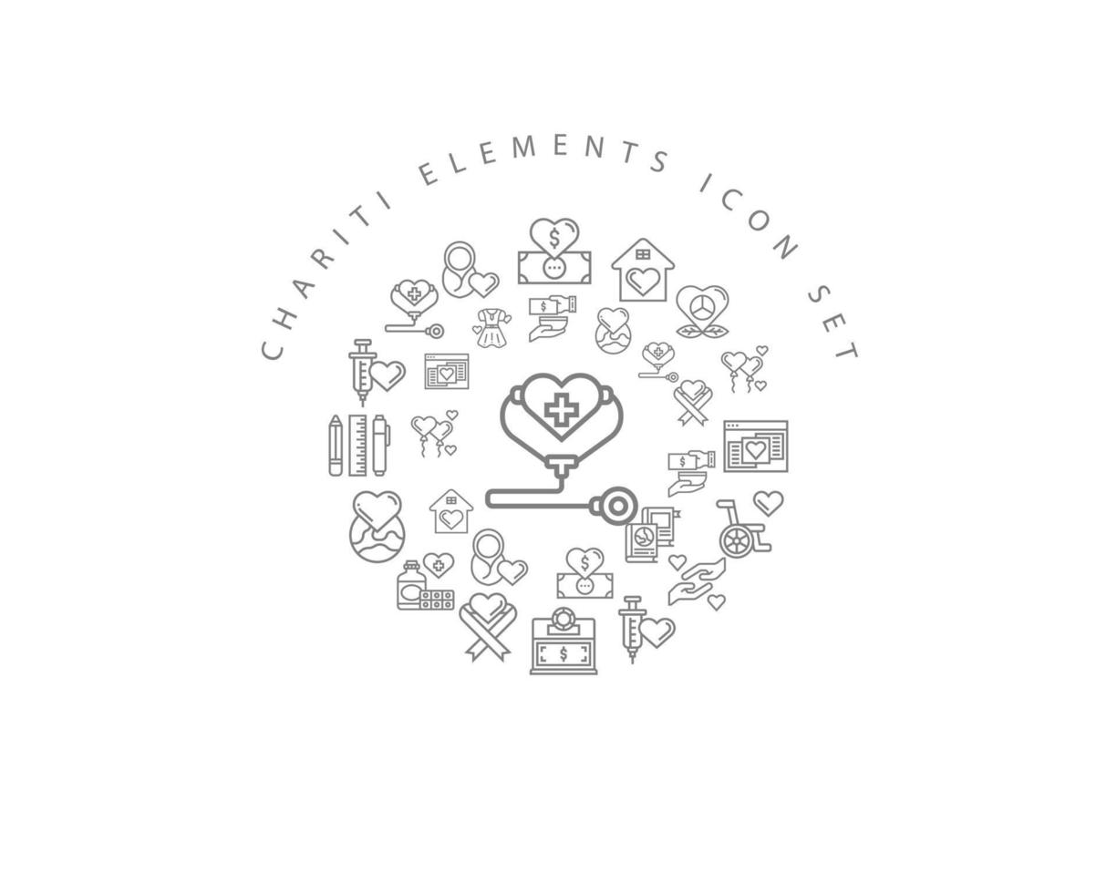 Charity icon set design on white background. vector