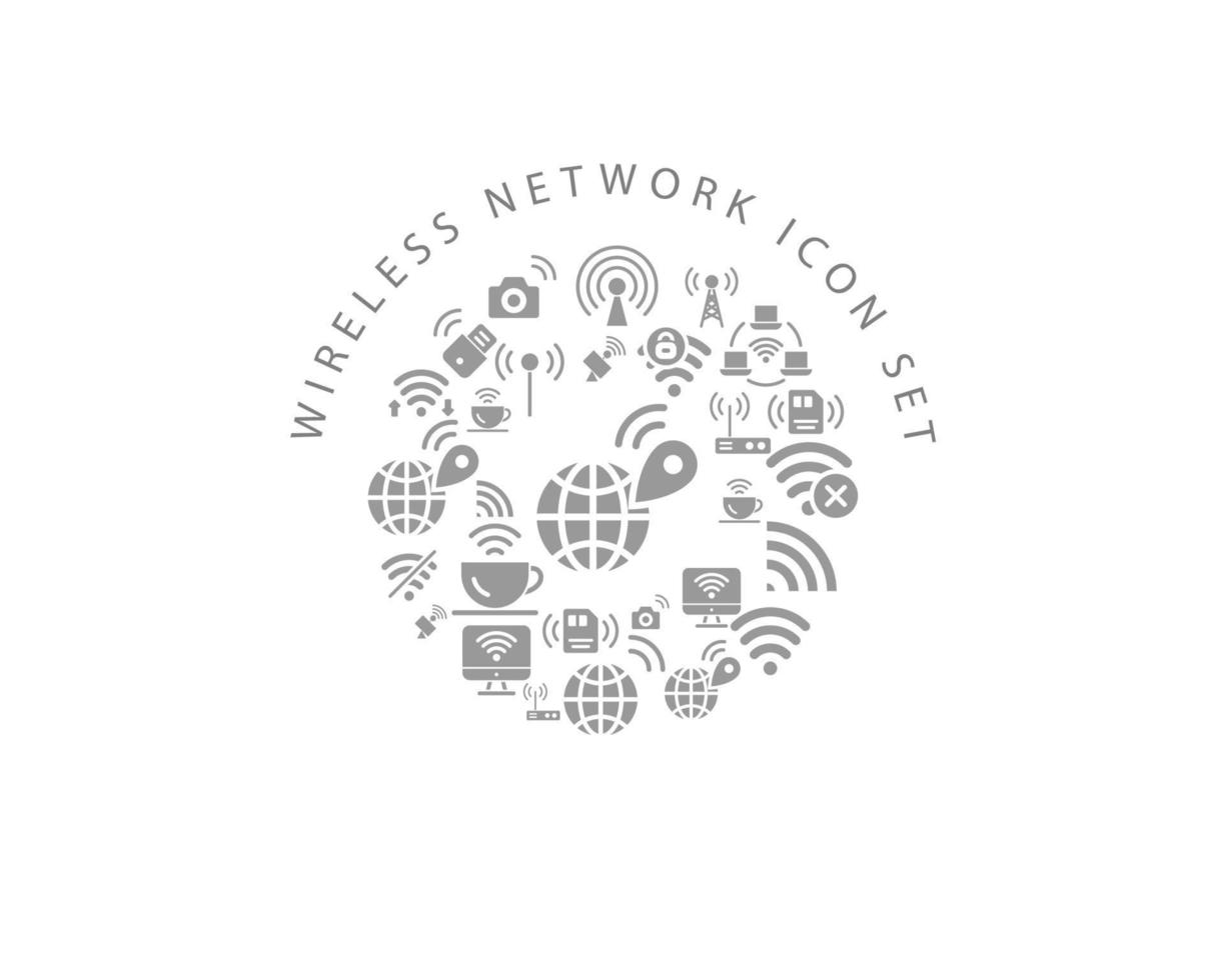 Wireless network icon set design on white background. vector