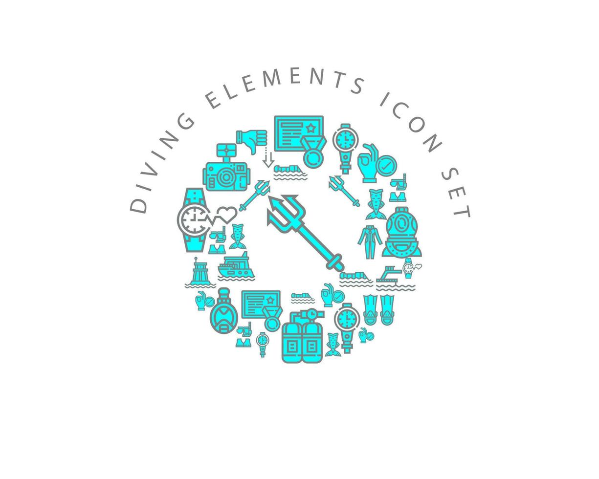 Diving elements icon set design on white background vector