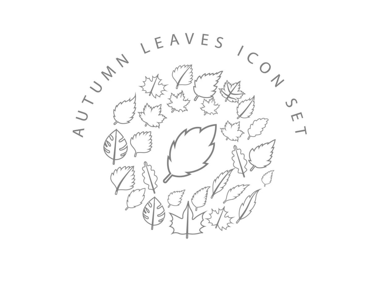 Autumn leaves icon set design on white background. vector