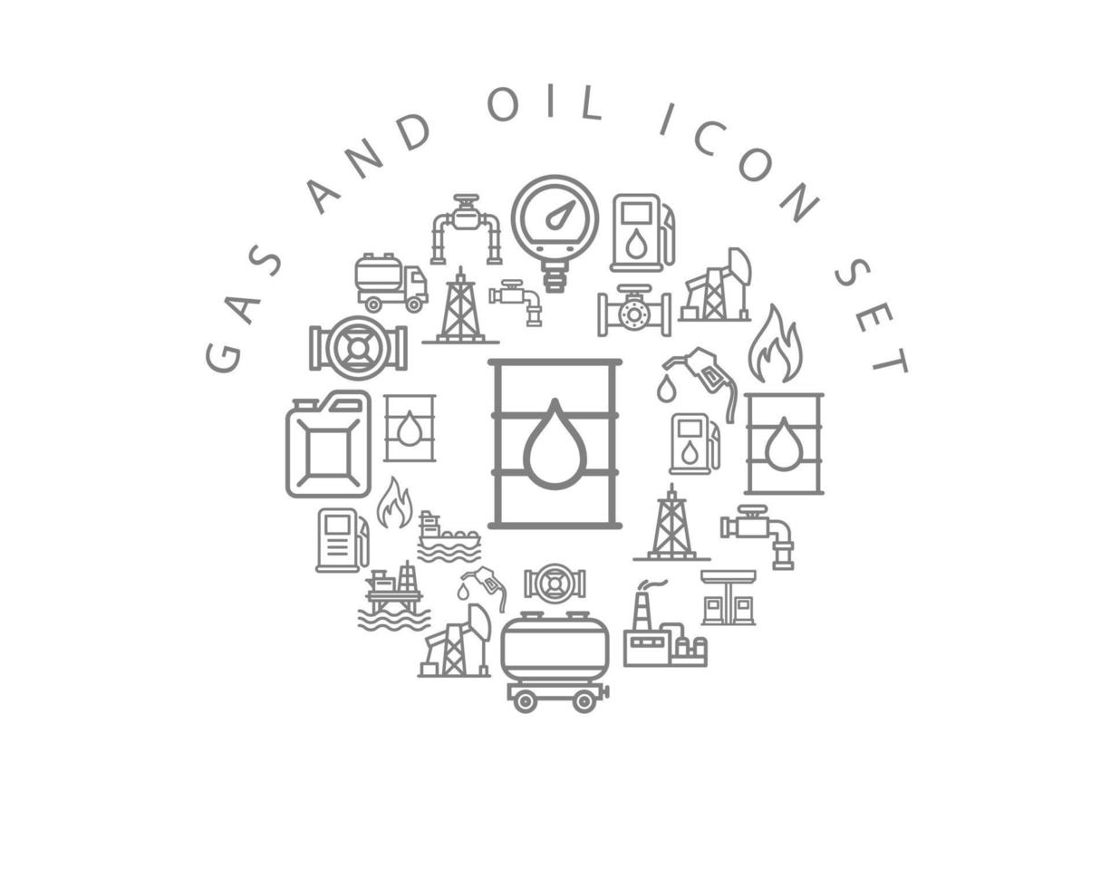 diseño de conjunto de iconos de gas y petróleo sobre fondo blanco. vector