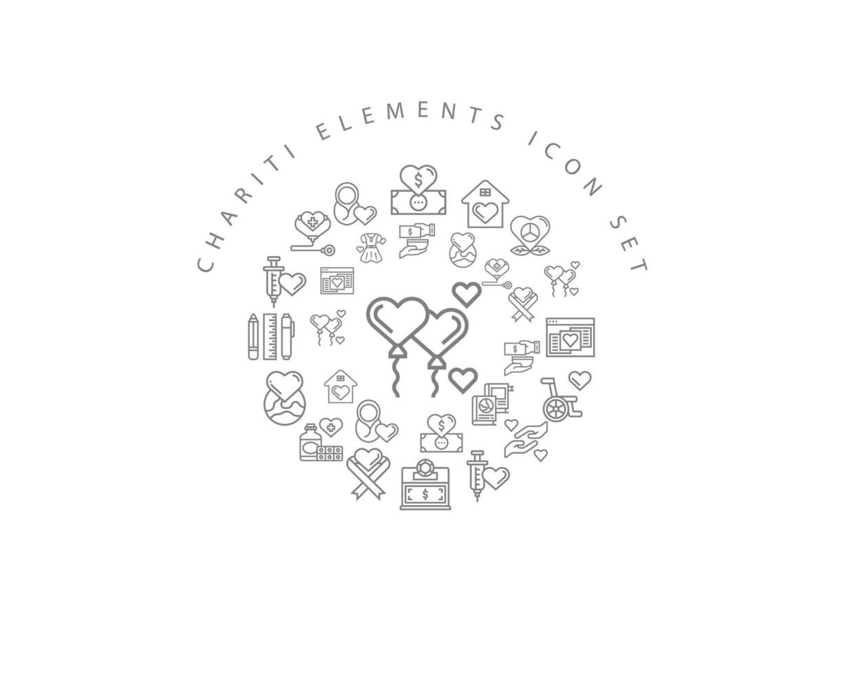 Charity icon set design on white background. vector