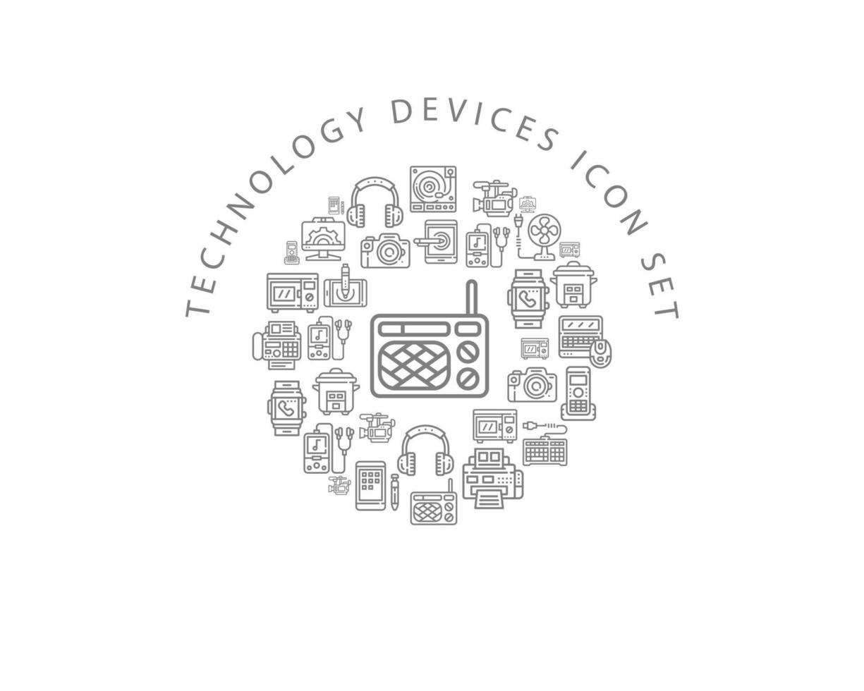 Technology  device icon set  design on white background. vector