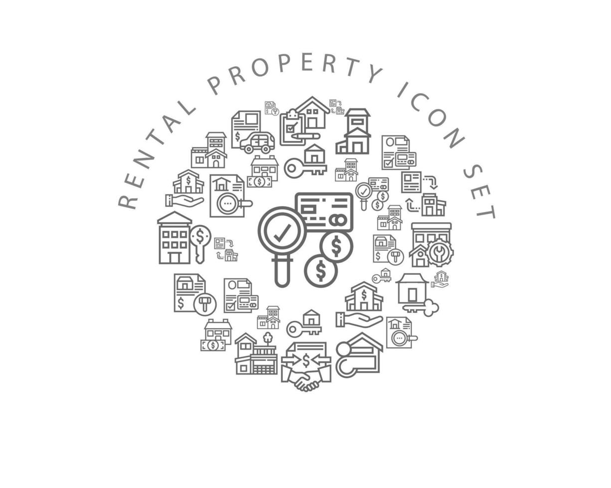 Rental Property Flat icon set design. vector