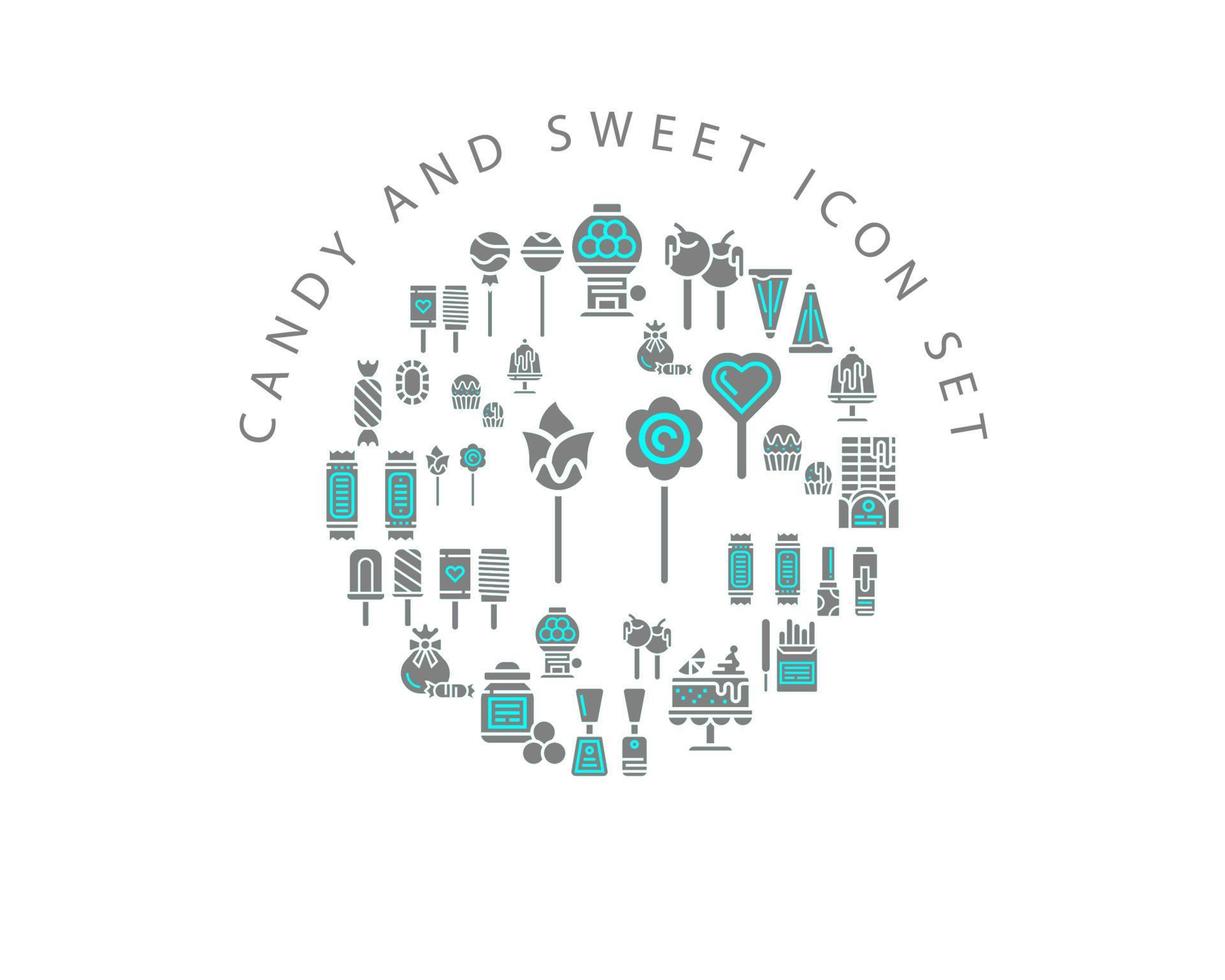 Candy and sweet icon set design on white background. vector