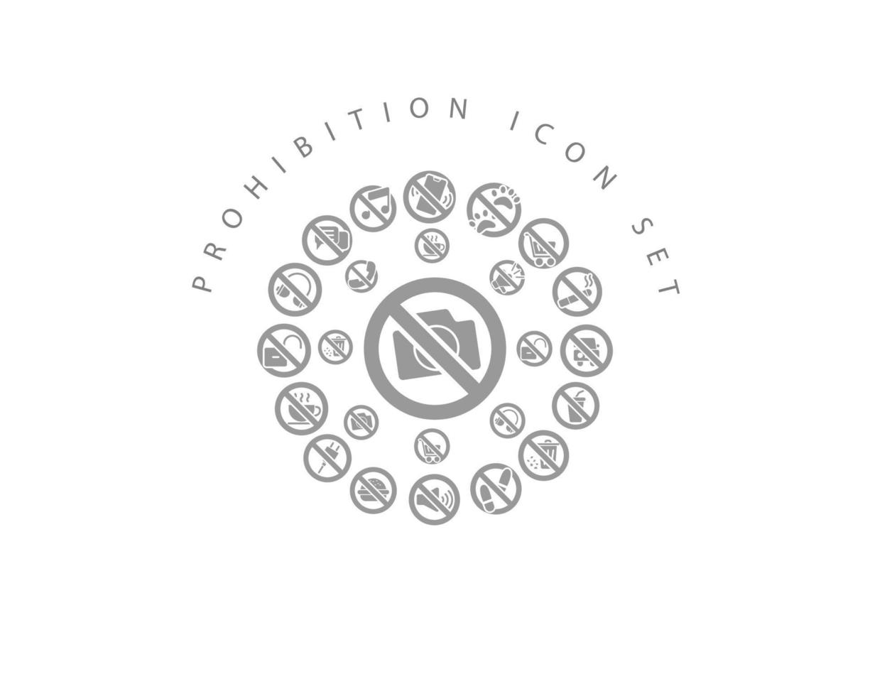 diseño de conjunto de iconos de prohibición sobre fondo blanco. vector