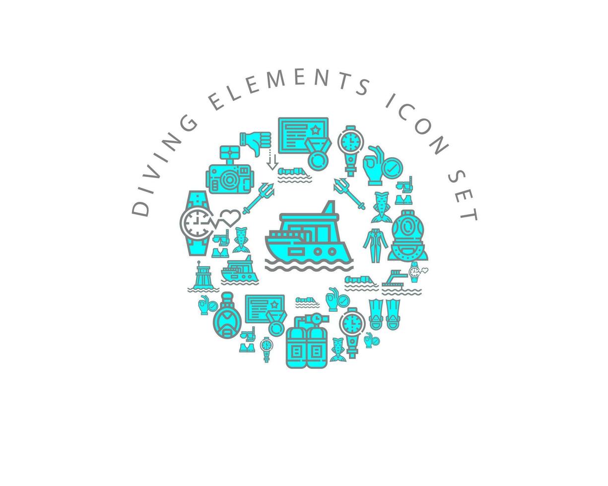 Diving elements icon set design on white background vector