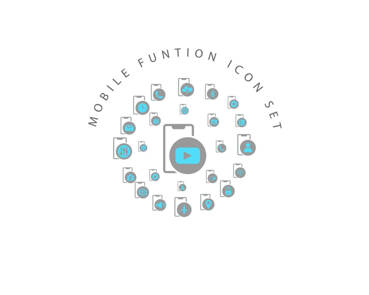 Mobile function icon set design on white background. vector
