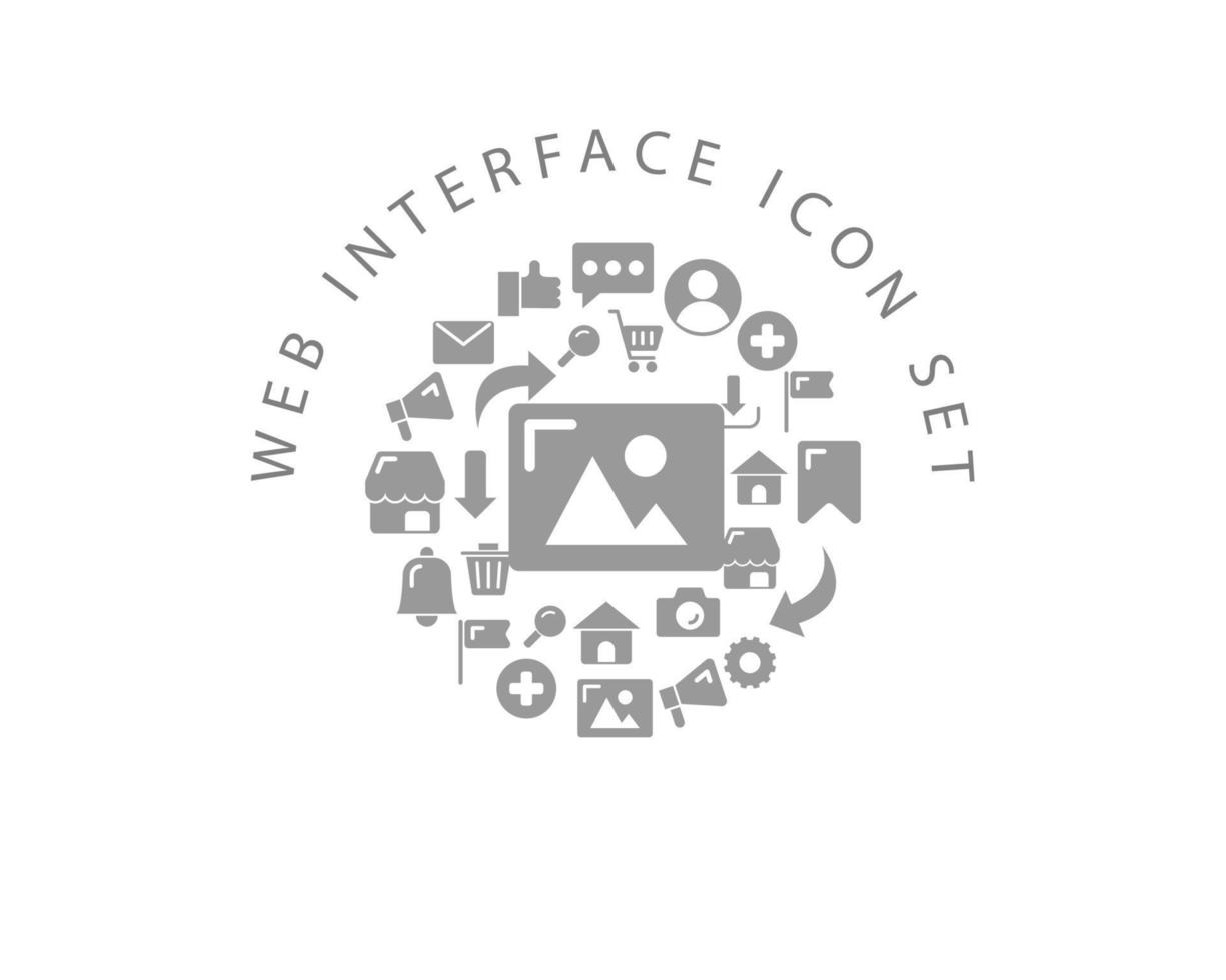 Web interface icon set design on white background. vector