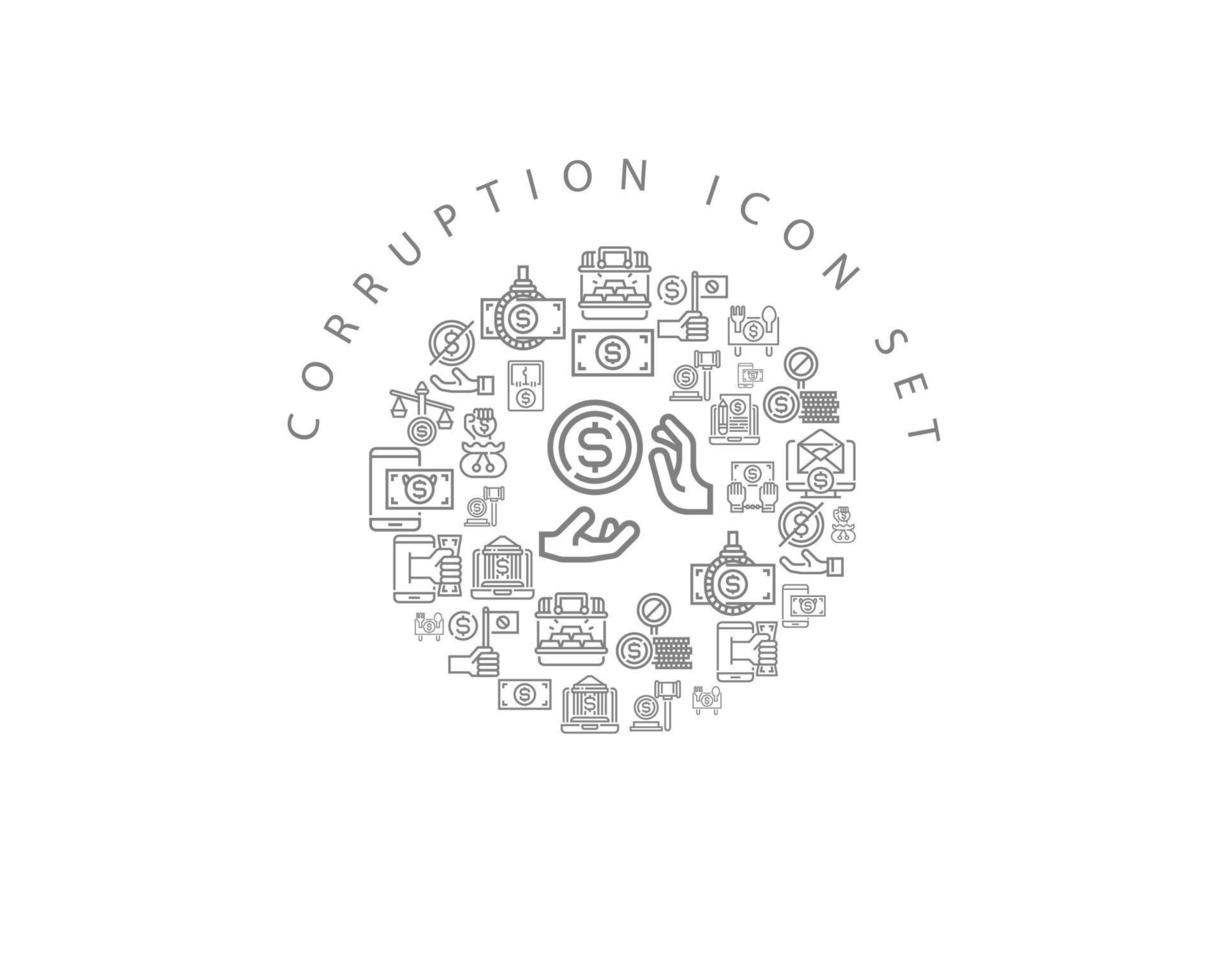 diseño de conjunto de iconos de corrupción sobre fondo blanco vector