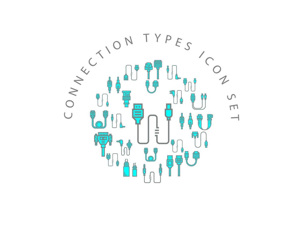 Connection types icon set design on white background vector