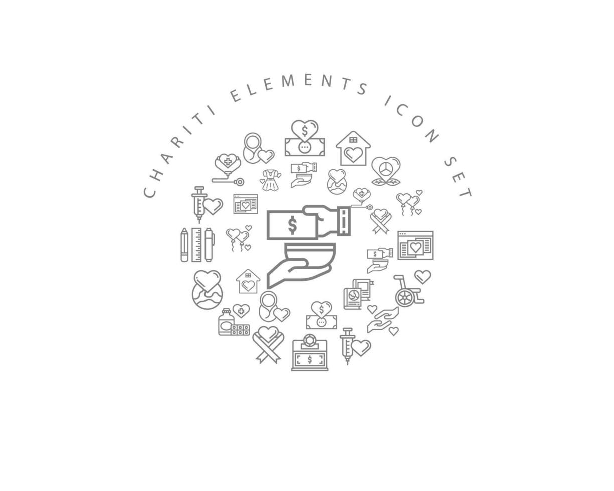 Charity icon set design on white background. vector