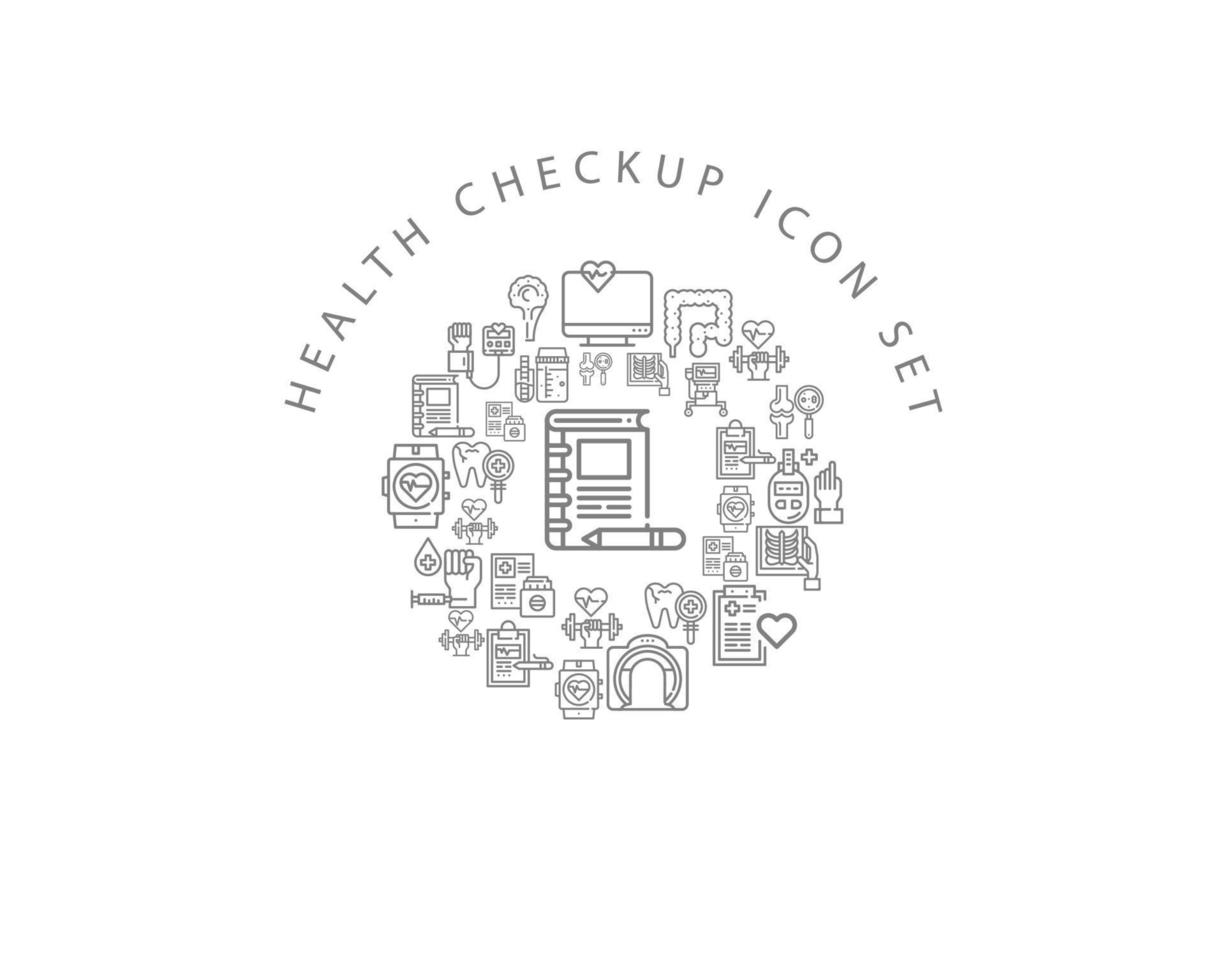 health checkup icon set design on white background vector