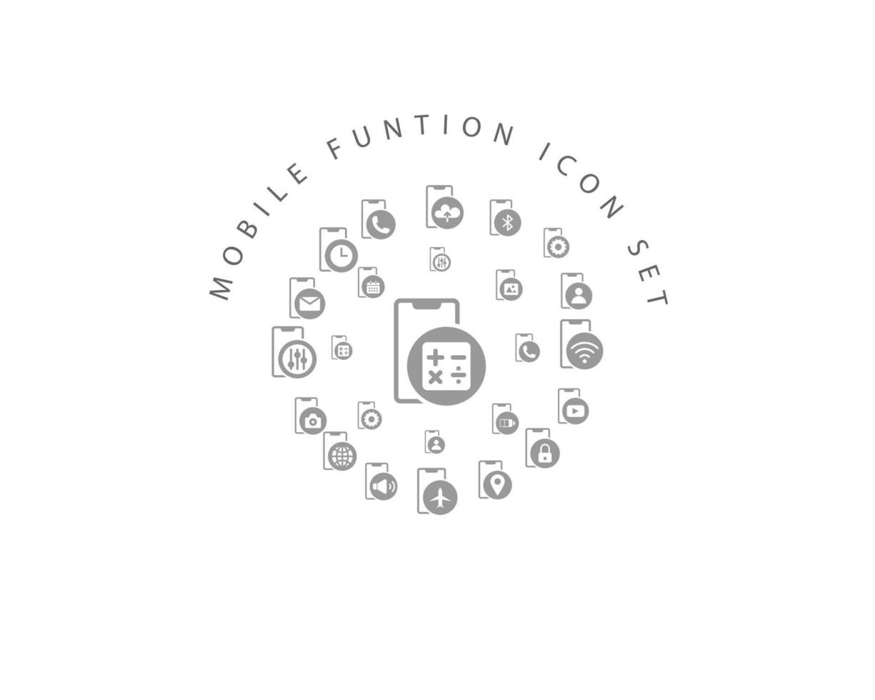 Mobile function icon set design on white background. vector