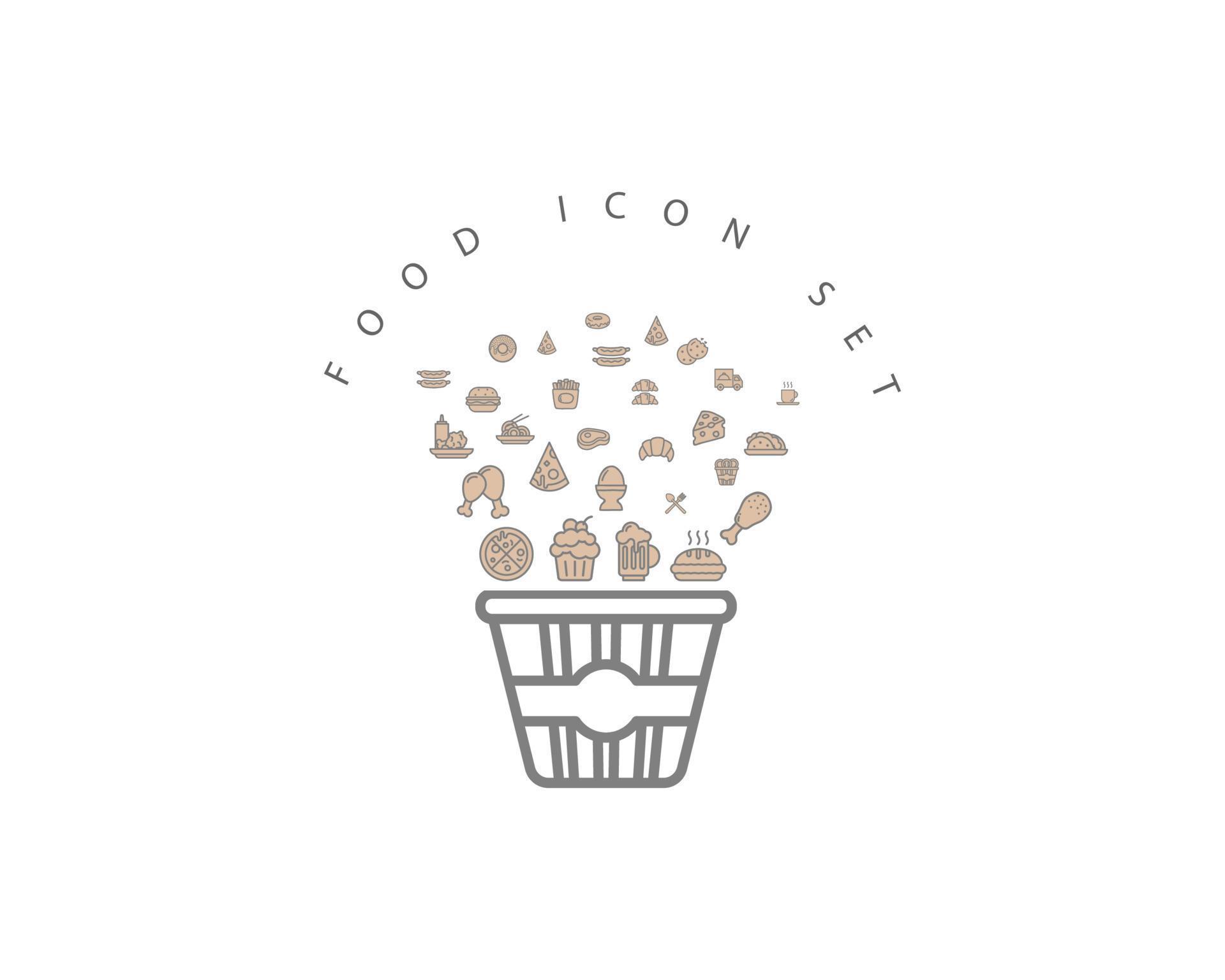 Food icon set design on white background 10743215 Vector Art at Vecteezy
