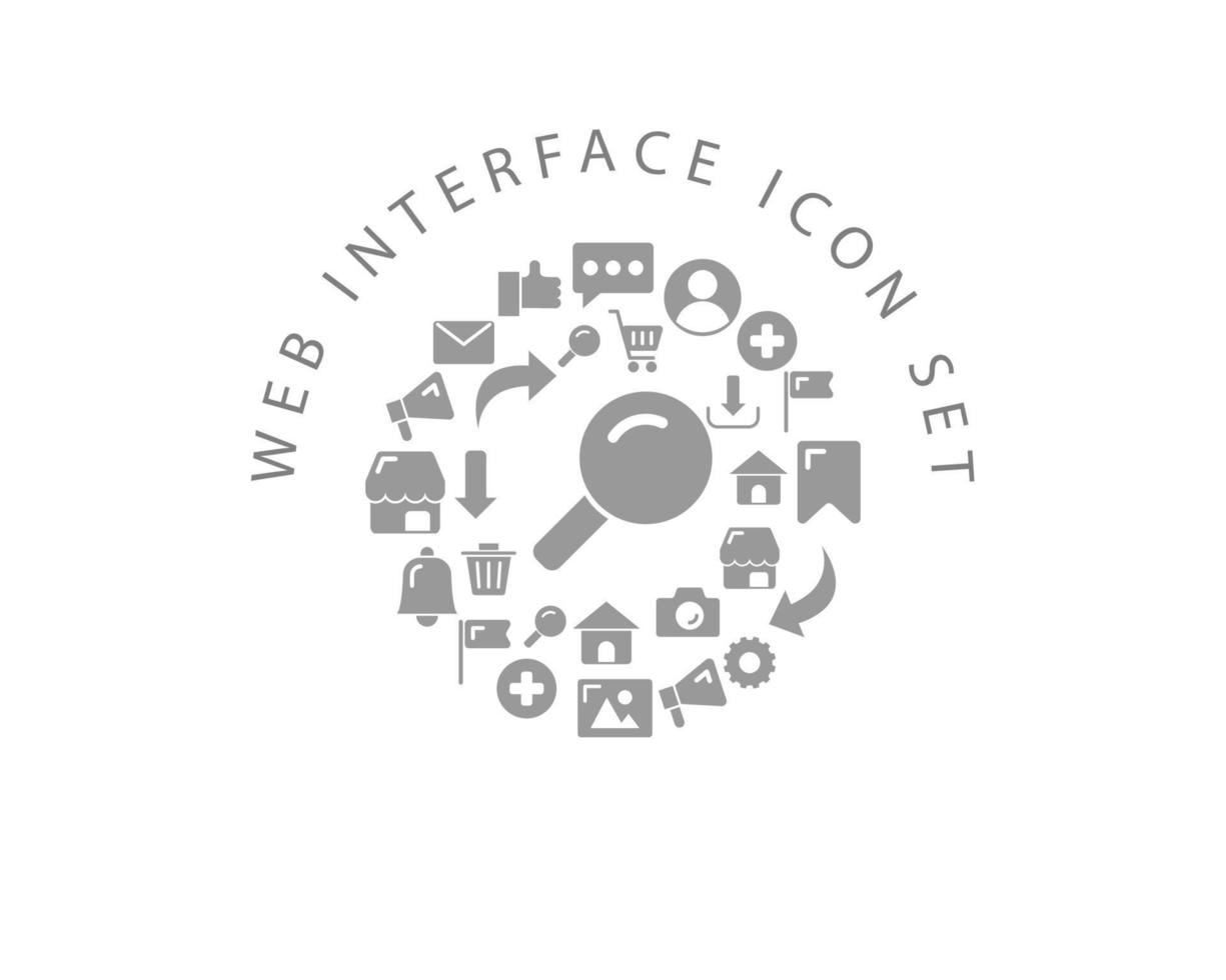 Web interface icon set design on white background. vector