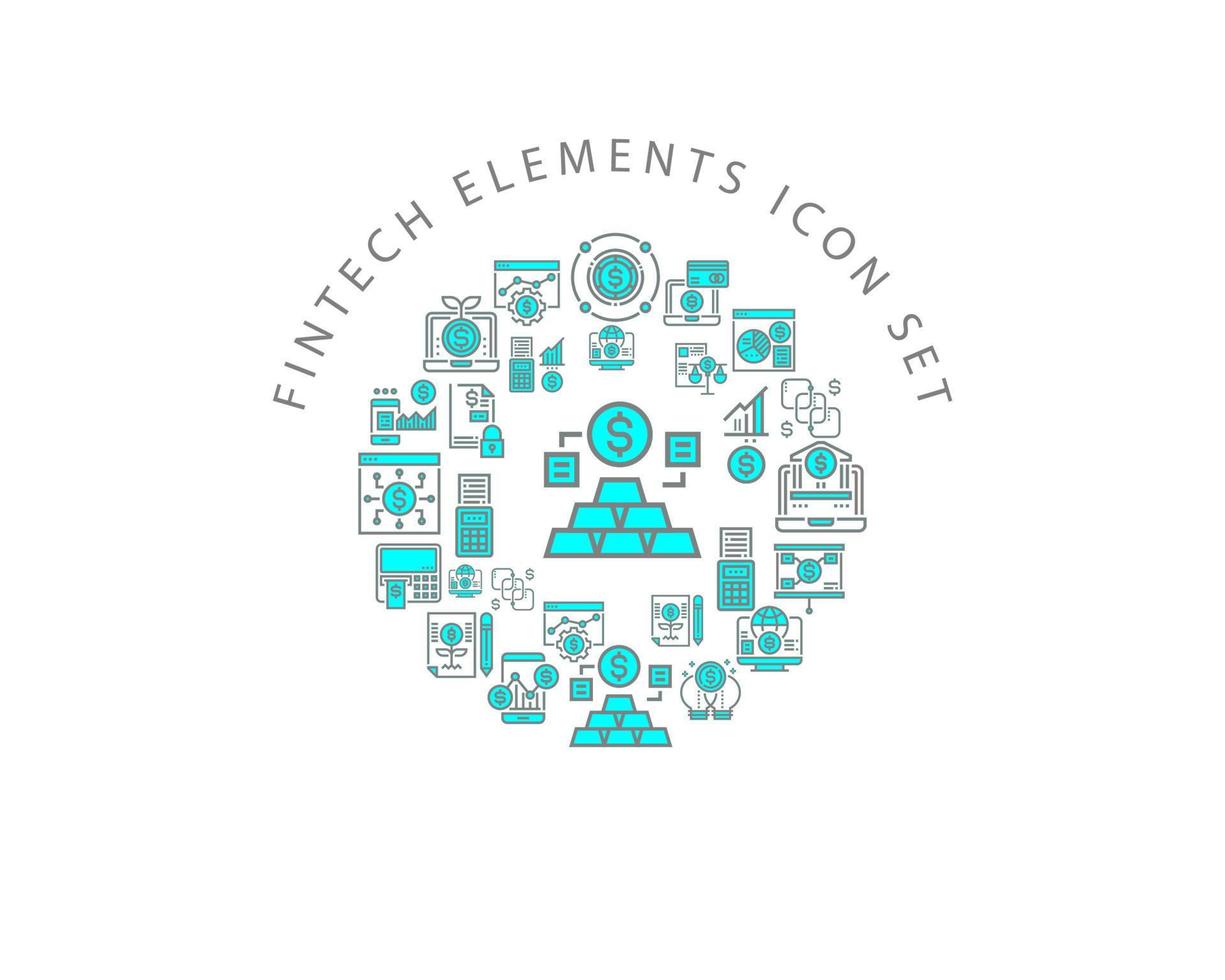 Fintech elements icon set design on white background vector