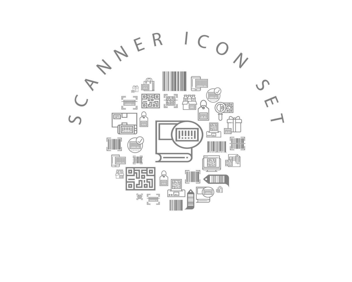 diseño de conjunto de iconos de escáner sobre fondo blanco. vector