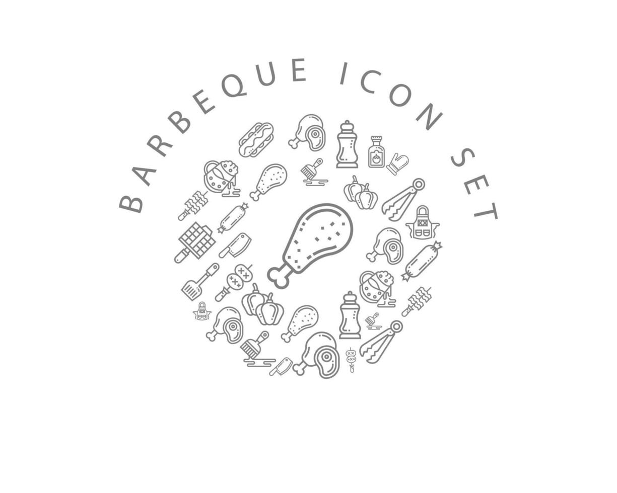 diseño de conjunto de iconos de barbacoa sobre fondo blanco. vector