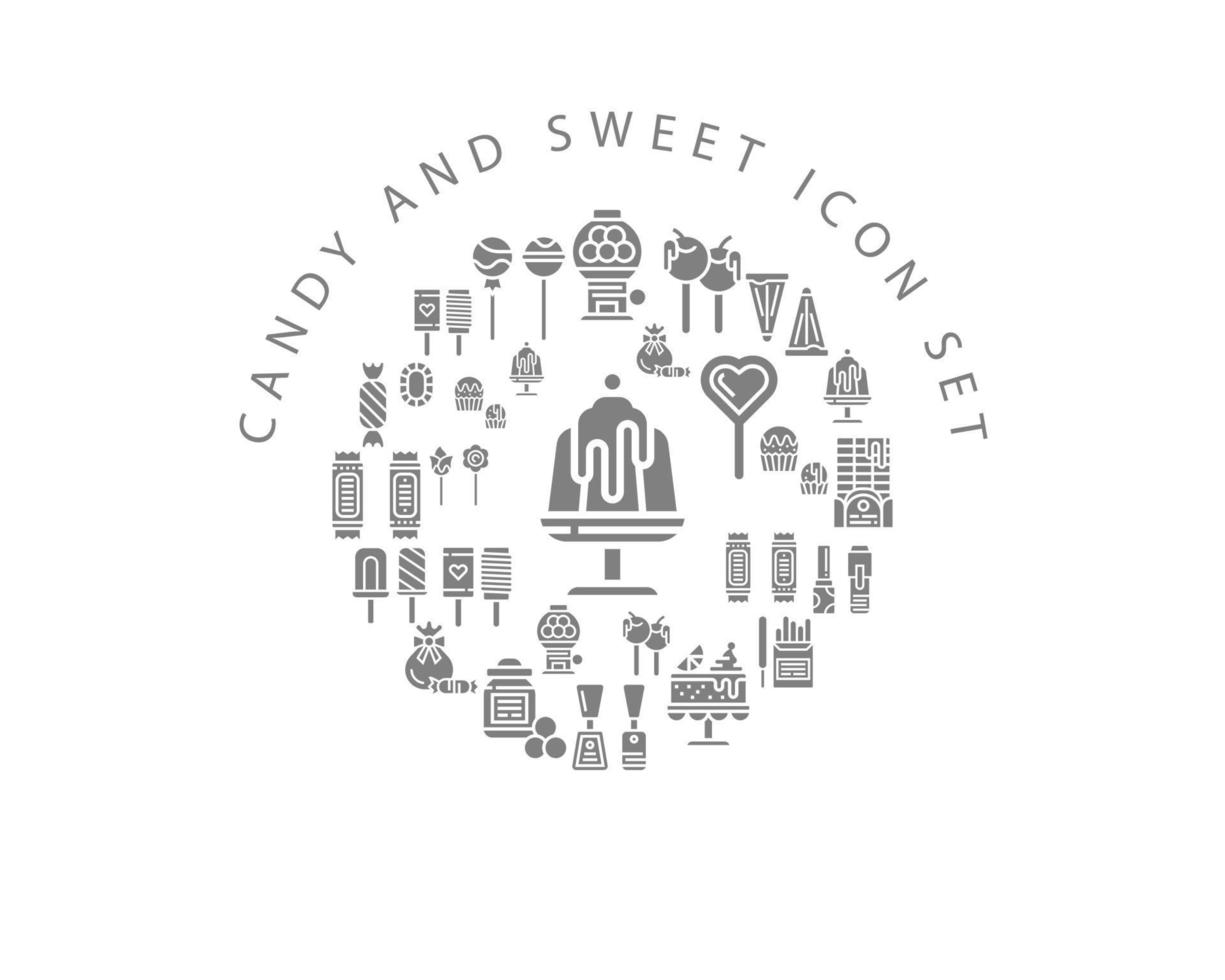 Candy and sweet icon set design on white background. vector