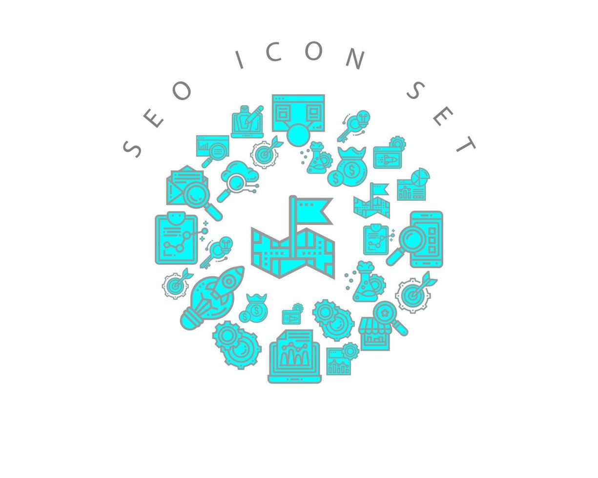 Seo icon set design on white background. vector