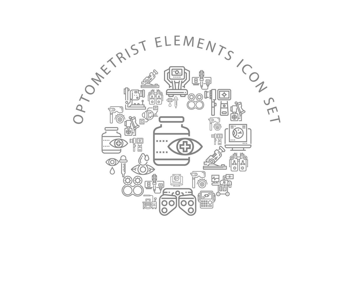diseño de conjunto de iconos de optometrista sobre fondo blanco. vector