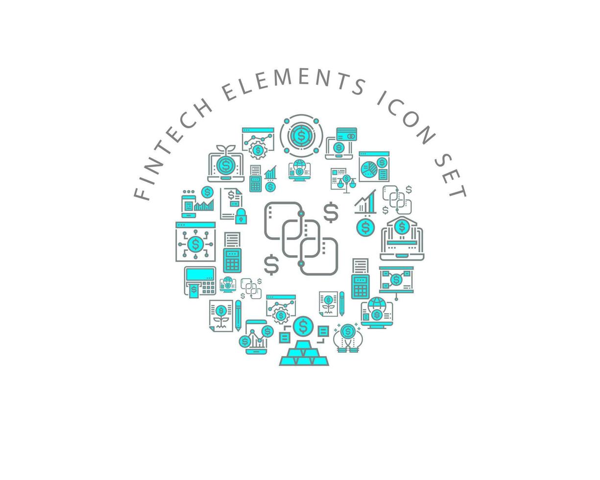 Fintech elements icon set design on white background vector