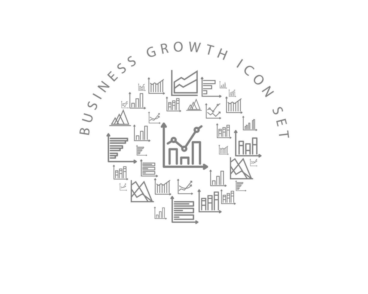 Business growth icon set design on white background. vector