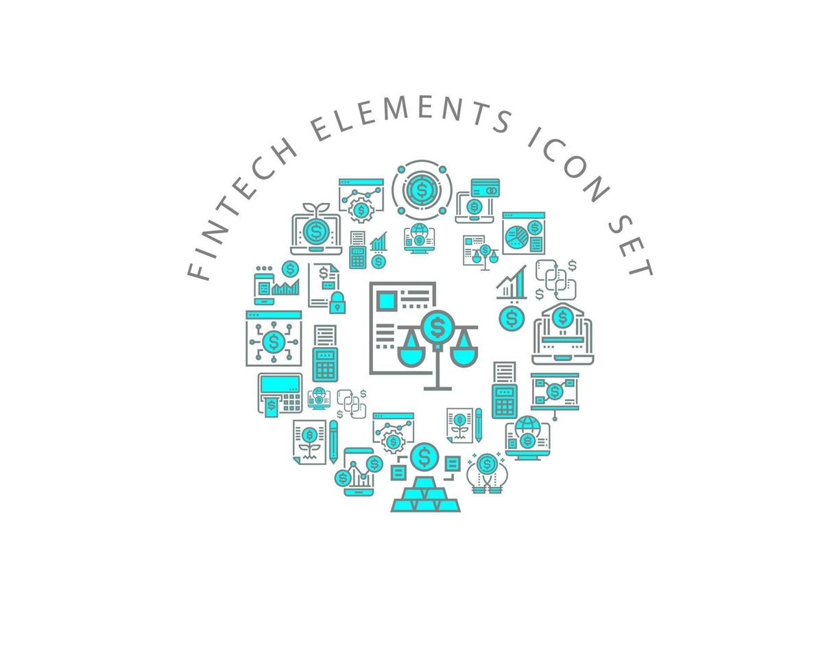 Fintech elements icon set design on white background vector