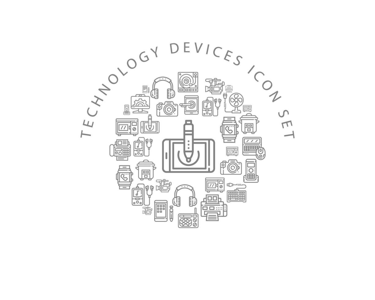 Technology  device icon set  design on white background. vector