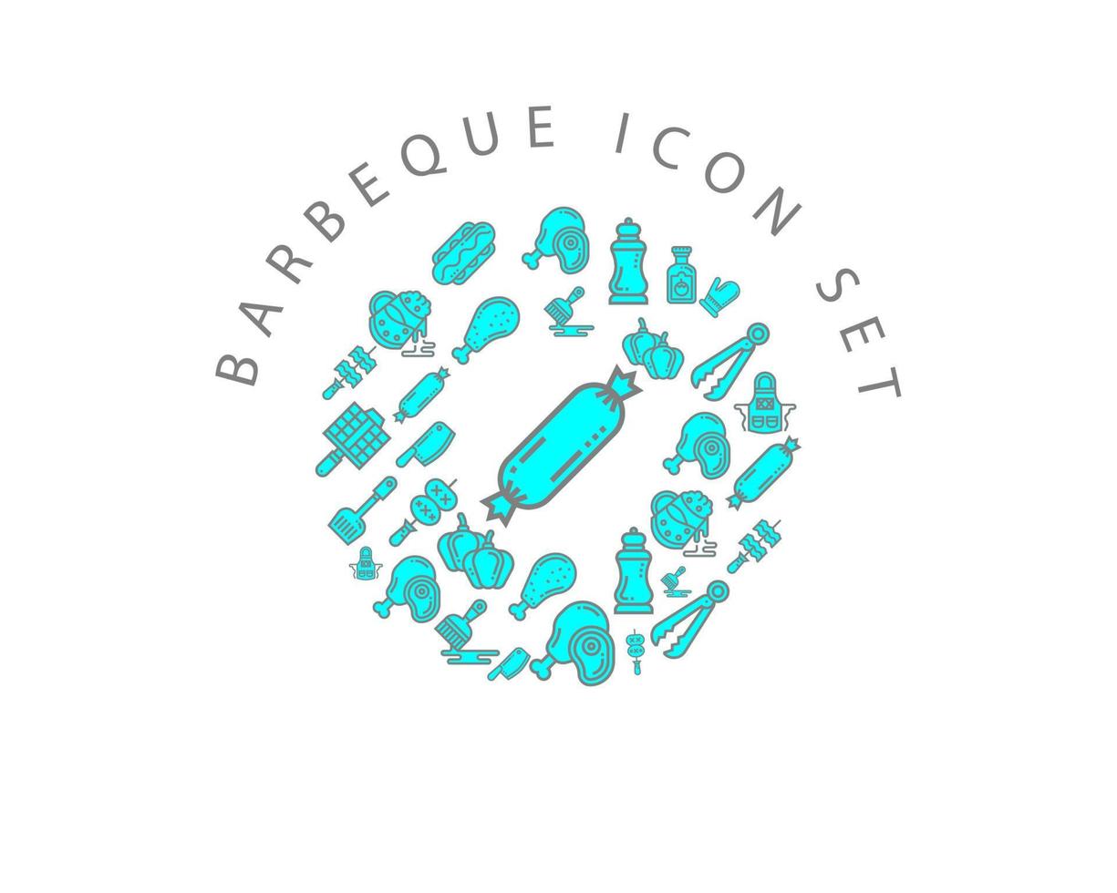 diseño de conjunto de iconos de barbacoa sobre fondo blanco. vector