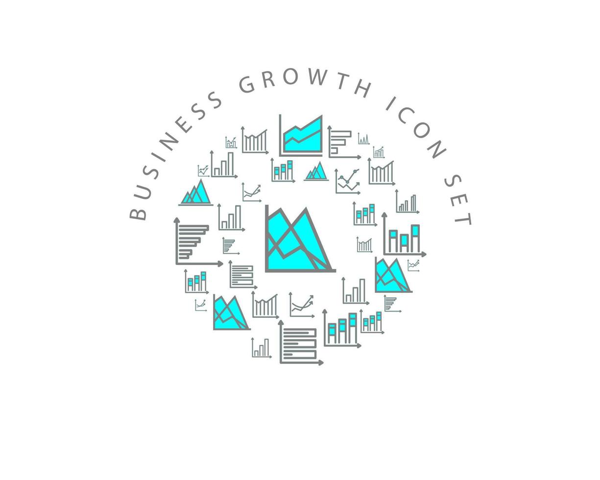Business growth icon set design on white background. vector