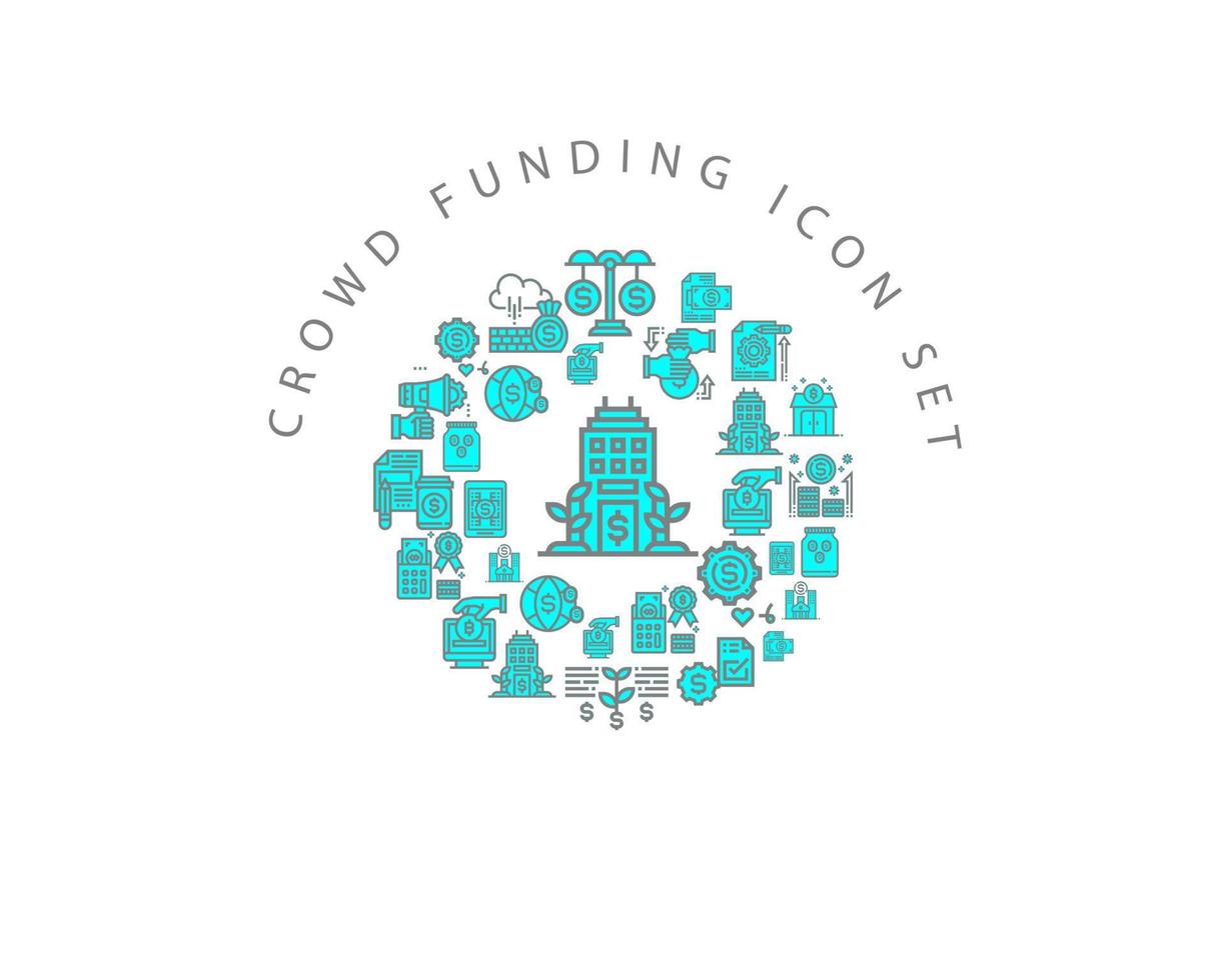 Crowd funding icon set design on white background. vector